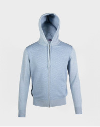 Patrick Hellmann Collection Light Blue Hoodie Sweater Zip-Up 100% Cotton thumbnail